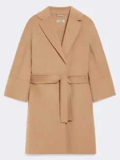 Short double-faced wool coat - CAMEL