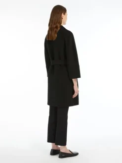 Short double-faced wool coat - BLACK