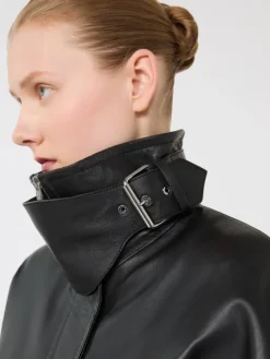Short leather jacket - BLACK