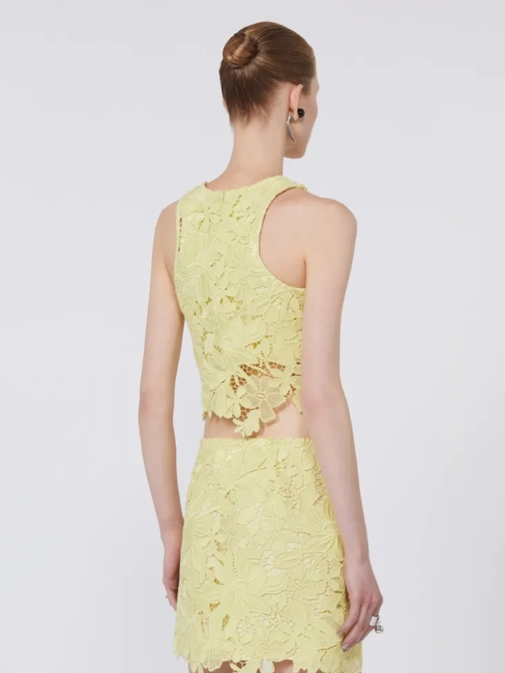 Short macramé top - LEMON