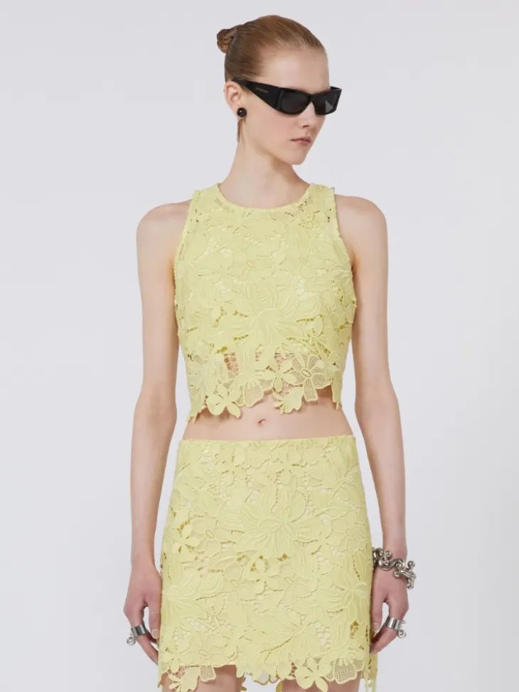 Short macramé top - LEMON