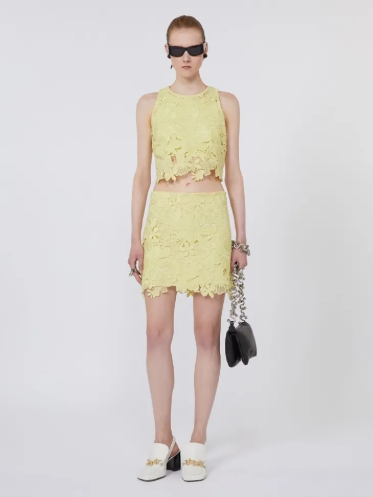 Short macramé top - LEMON