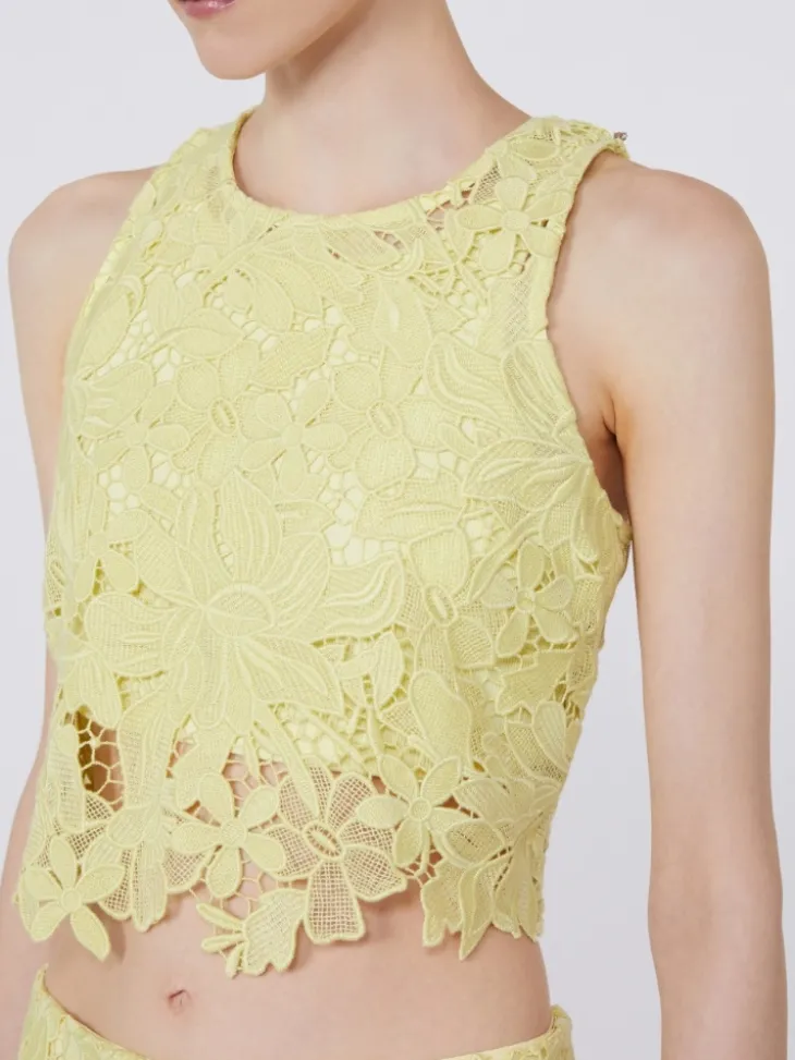 Short macramé top - LEMON