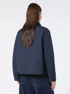 Short padded jacket in water-repellent fabric - NAVY