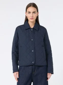 Short padded jacket in water-repellent fabric - NAVY