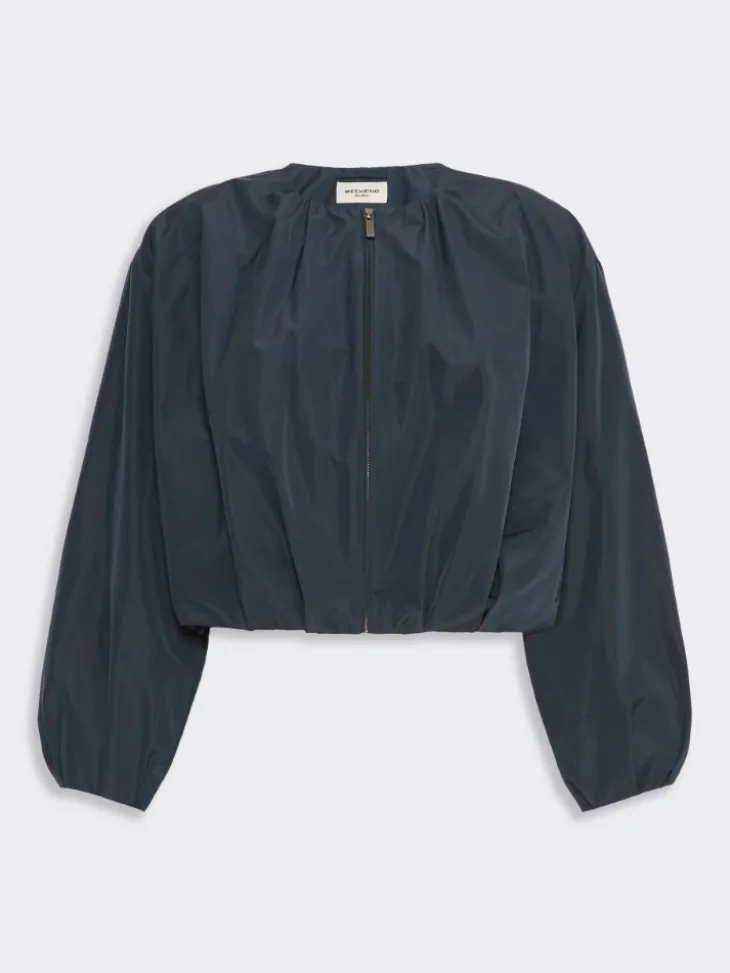 Short taffeta jacket - NAVY