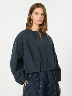Short taffeta jacket - NAVY