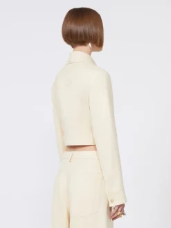 Short washed gabardine jacket - VANILLA