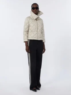Short water-repellent canvas padded jacket - SAND