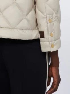Short water-repellent canvas padded jacket - SAND