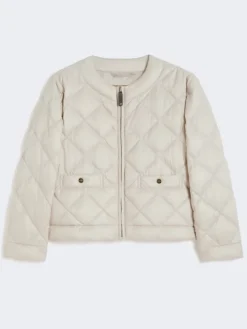 Short water-repellent canvas padded jacket - SAND