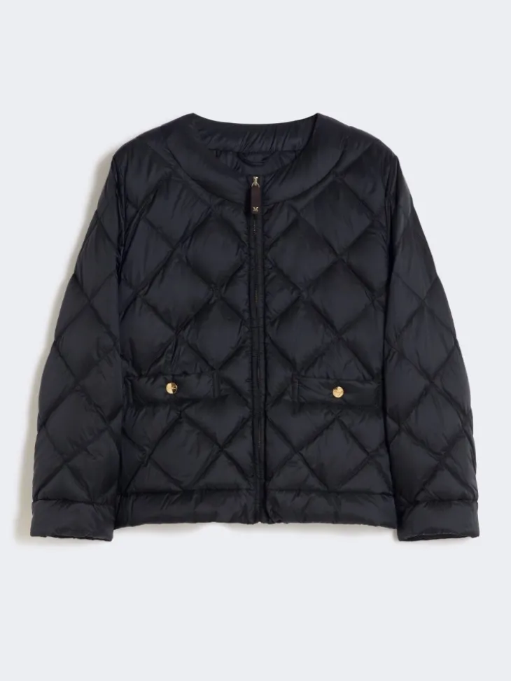 Short water-repellent canvas padded jacket - BLACK