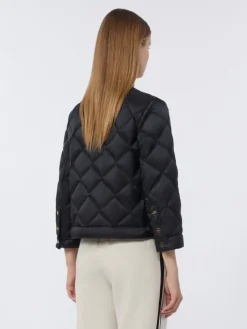 Short water-repellent canvas padded jacket - BLACK