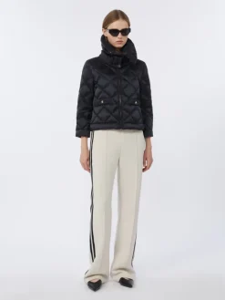 Short water-repellent canvas padded jacket - BLACK
