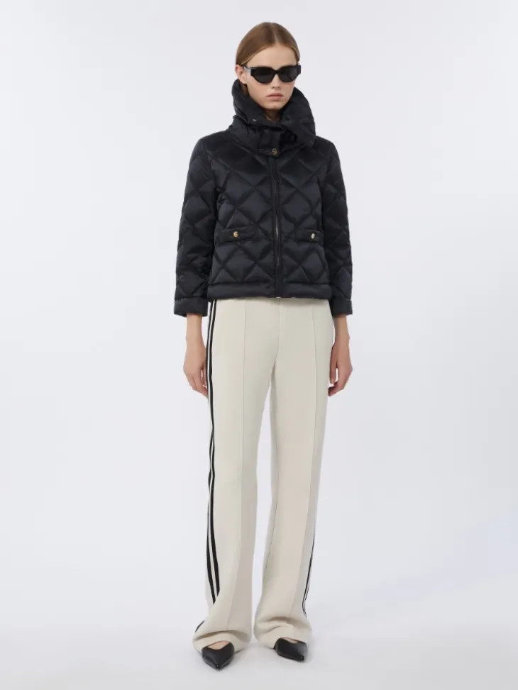 Short water-repellent canvas padded jacket - BLACK