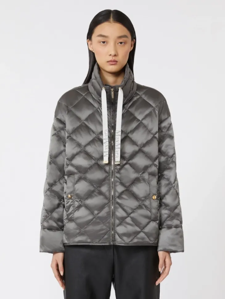 Short water-repellent canvas down jacket - DARK GREY