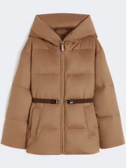 Short water-repellent canvas and camel down jacket - CAMEL