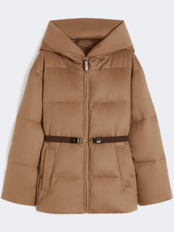 Short water-repellent canvas and camel down jacket - CAMEL