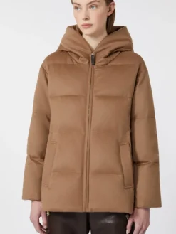 Short water-repellent canvas and camel down jacket - CAMEL