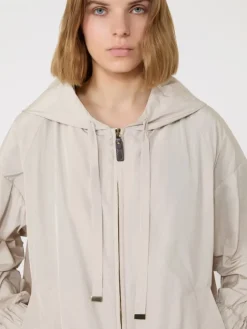 Short water-repellent taffeta jacket - SAND