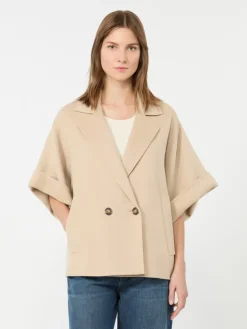 Short wool broadcloth coat - SAND