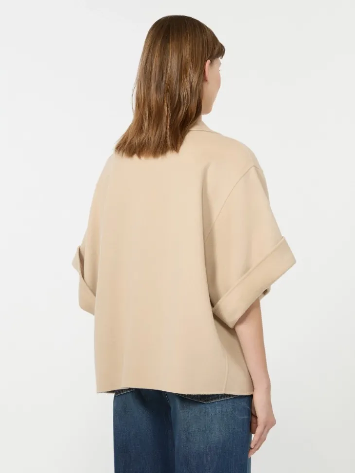 Short wool broadcloth coat - SAND