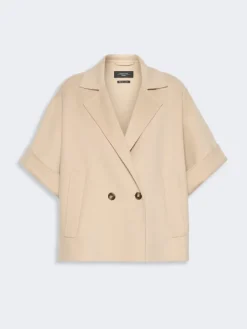 Short wool broadcloth coat - SAND