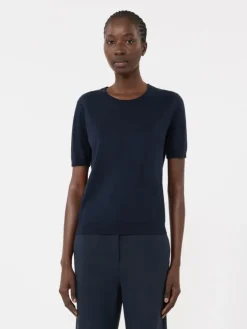 Silk and cotton jumper - NAVY