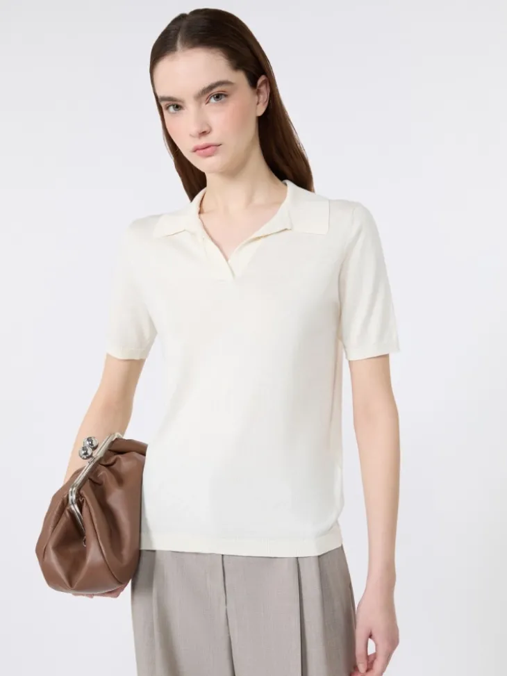 Silk and cotton yarn sweater - ECRU
