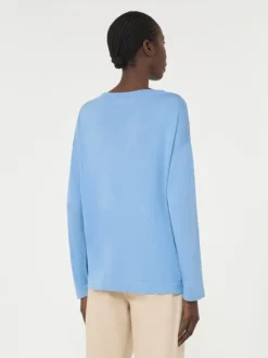 Silk and cotton yarn sweater - LIGHT BLUE