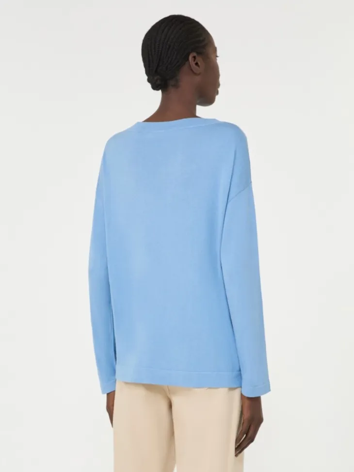 Silk and cotton yarn sweater - LIGHT BLUE
