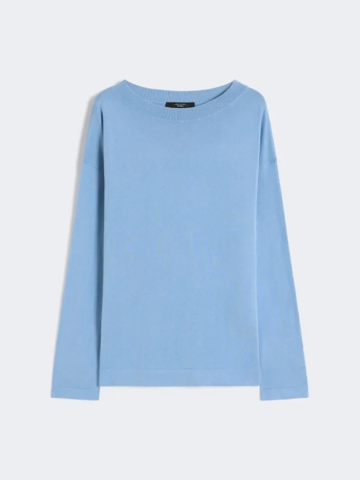 Silk and cotton yarn sweater - LIGHT BLUE
