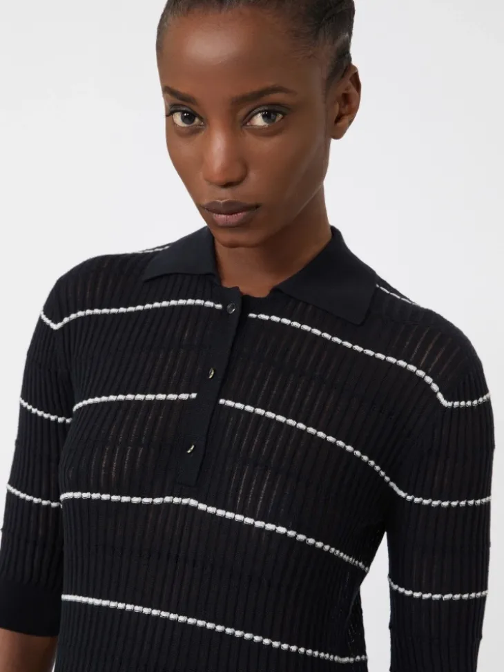 Silk and wool yarn jumper - NAVY