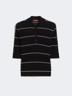 Silk and wool yarn jumper - NAVY