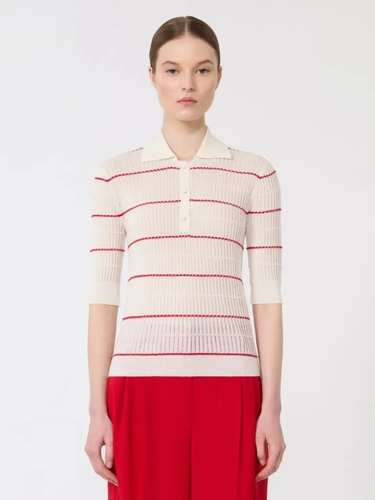 Silk and wool yarn jumper - WHITE
