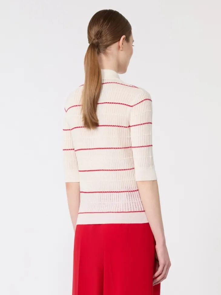 Silk and wool yarn jumper - WHITE