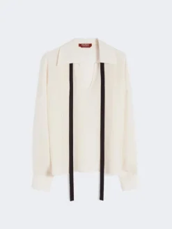 Silk blouse with bow tie - BEIGE