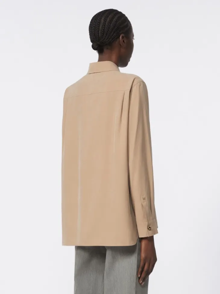 Silk canvas shirt - HAZELNUT BROWN