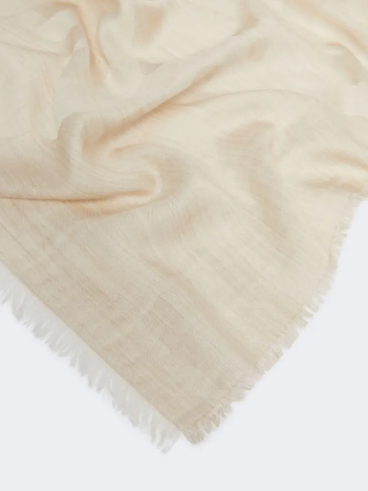 Silk, cashmere and wool jacquard stole - BEIGE