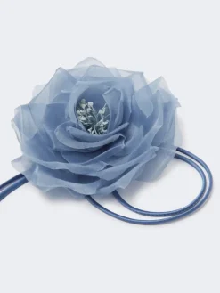 Silk chiffon flower brooch - LIGHT BLUE