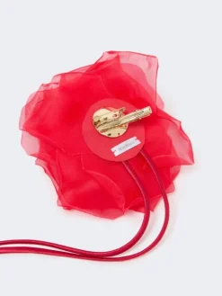 Silk chiffon flower brooch - RED