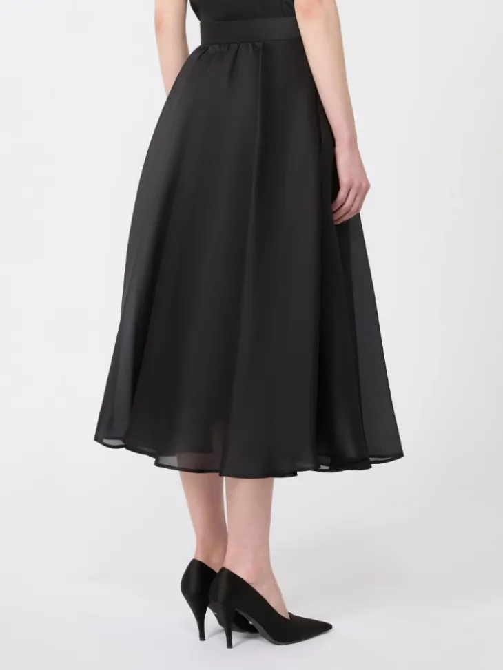 Silk circle skirt - BLACK