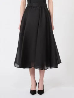 Silk circle skirt - BLACK