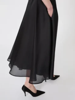 Silk circle skirt - BLACK