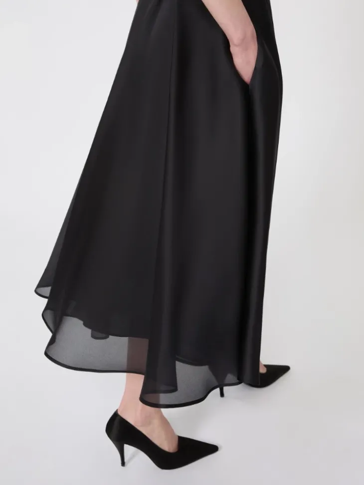 Silk circle skirt - BLACK