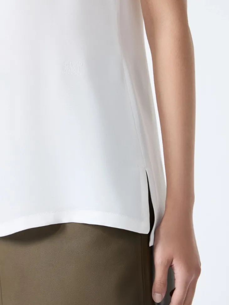 Silk crepe de chine top - WHITE