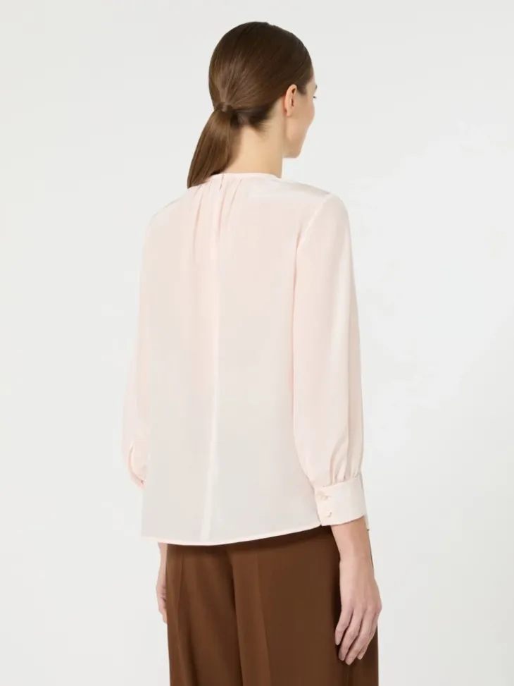 Silk crew-neck blouse - PINK