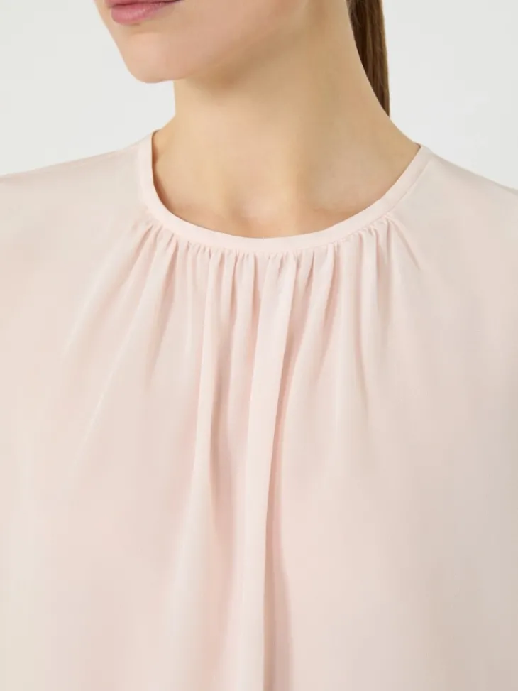 Silk crew-neck blouse - PINK