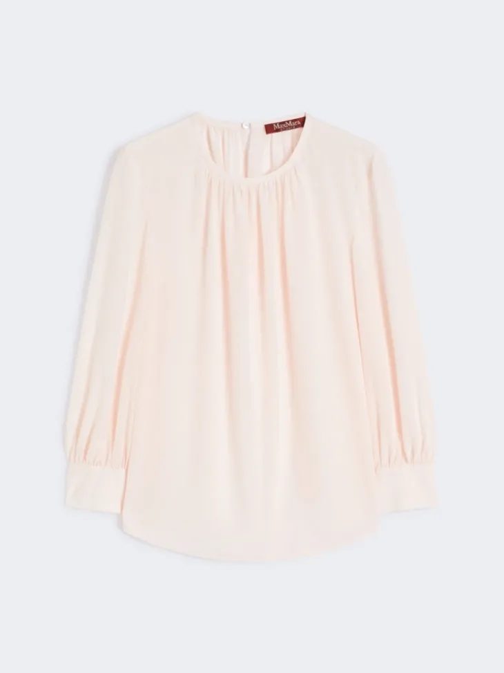 Silk crew-neck blouse - PINK