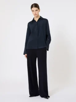 Silk crêpe de Chine shirt - ULTRAMARINE